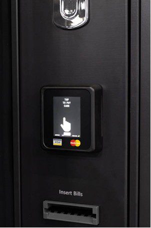 Contactless card payment terminal and bill acceptor interface for an automated vending kiosk. Contactless card payment terminal and bill acceptor interface for an automated vending kiosk.