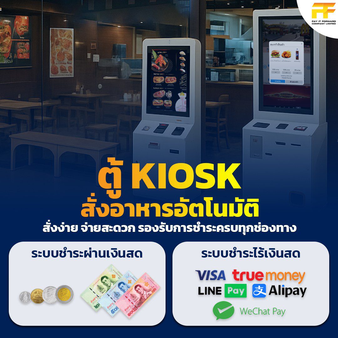 ตู้ Kiosk สั่งอาหารอัตโนมัติ สั่งง่าย จ่ายสะดวก รองรับการชำระครบทุกช่องทาง