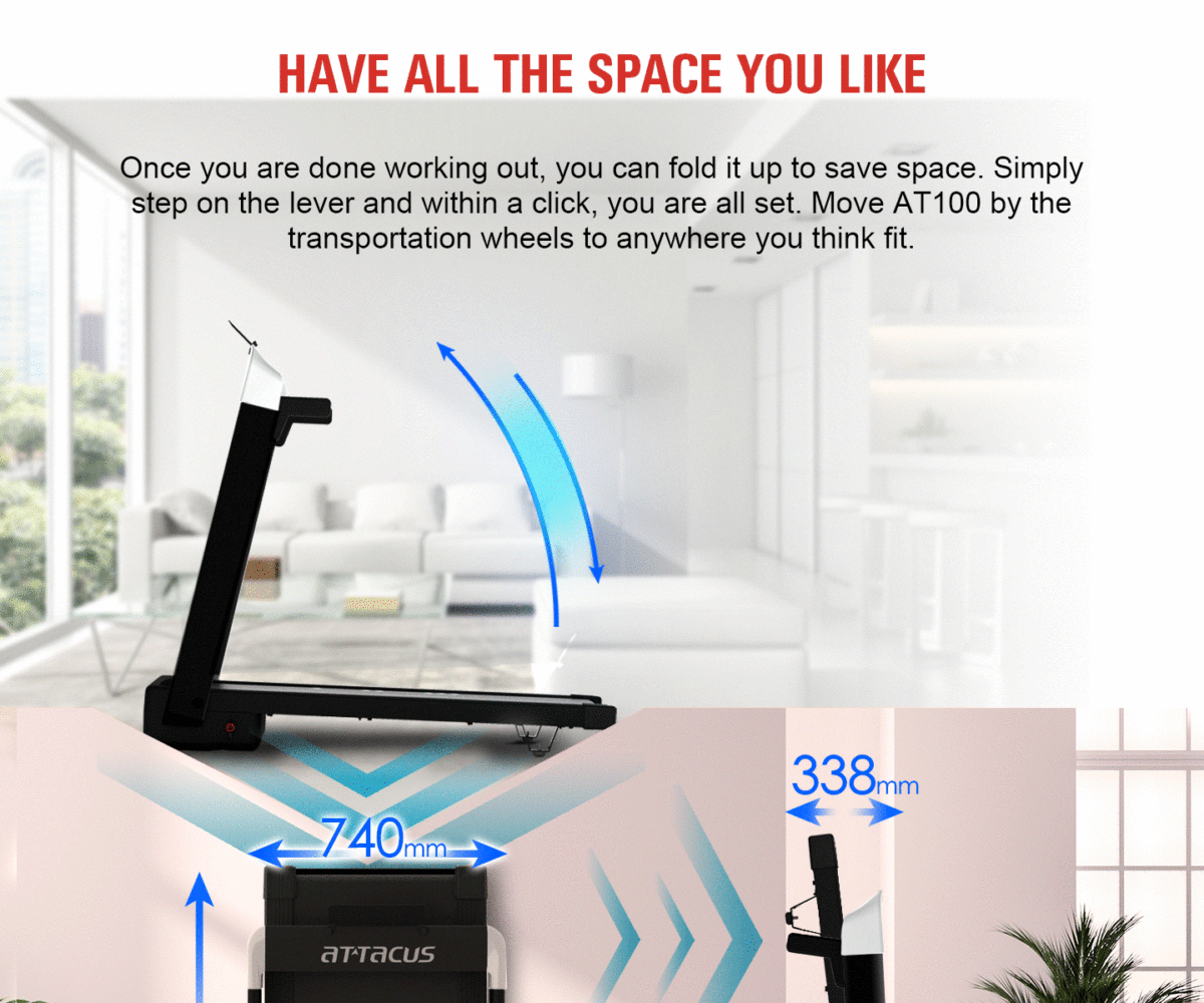 ลู่วิ่งไฟฟ้า ATTACUS รุ่น AT100 3 แรงม้า Smart Treadmill รุ่นจิ๋ว เล่นเกมส์ Zwift Kinomap Could run รับประกันสินค้า 1 ปี ลู่วิ่งไฟฟ้า ATTACUS รุ่น AT100 Smart Treadmill