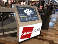 Interactive directory kiosk installed at Grandhome, providing store mapping, floor plans, and wayfinding services for visitors. ตู้คีออสบอกทางอัจฉริยะ (Interactive Directory Kiosk) ติดตั้งภายในแกรนด์โฮม (Grandhome) เพื่อแสดงแผนผังร้านค้าและแนะนำเส้นทางสำหรับผู้เข้าใช้บริการ